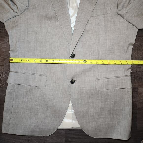 HUGO BOSS Mens Sport Coat Blazer 40R Solid Gray Marzotto Wool Two Button Notch - Picture 13 of 16